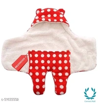 BRANDONN New born Hooded Supersoft Wearable Wrapper Sleeping Bag Cum Baby Blanket For Babies (76 cm x 70cm, 0-6 Months) - 76cm x70cm x,0-6 Months, Red, Fleece, New Born Baby, Pack Of :1